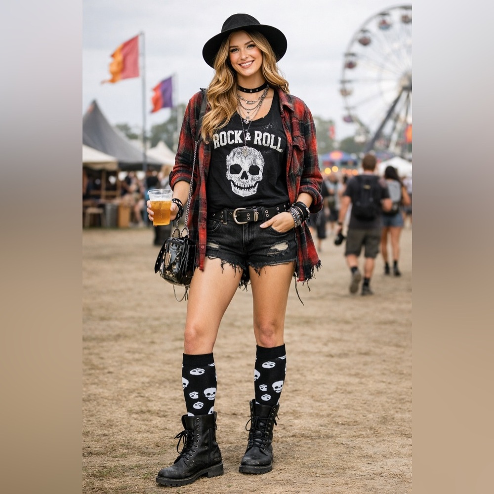 Compression Knee High Skull Pattern Socks - Picture 3 of 7
